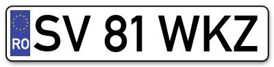Placuta inmatriculare numar auto  SV-81-WKZ, SV 81 WKZ, SV81WKZ