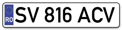Placuta inmatriculare numar auto  SV-816-ACV, SV 816 ACV, SV816ACV