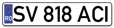 Placuta inmatriculare numar auto  SV-818-ACI, SV 818 ACI, SV818ACI