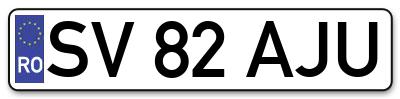 Placuta inmatriculare numar auto  SV-82-AJU, SV 82 AJU, SV82AJU