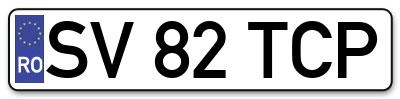 Placuta inmatriculare numar auto  SV-82-TCP, SV 82 TCP, SV82TCP
