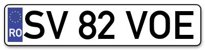 Placuta inmatriculare numar auto  SV-82-VOE, SV 82 VOE, SV82VOE