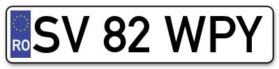 Placuta inmatriculare numar auto  SV-82-WPY, SV 82 WPY, SV82WPY