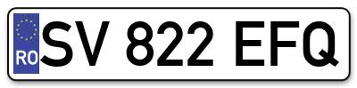 Placuta inmatriculare numar auto  SV-822-EFQ, SV 822 EFQ, SV822EFQ