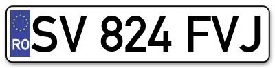 Placuta inmatriculare numar auto  SV-824-FVJ, SV 824 FVJ, SV824FVJ