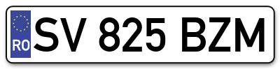 Placuta inmatriculare numar auto  SV-825-BZM, SV 825 BZM, SV825BZM