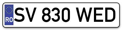 Placuta inmatriculare numar auto  SV-830-WED, SV 830 WED, SV830WED
