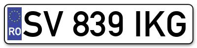 Placuta inmatriculare numar auto  SV-839-IKG, SV 839 IKG, SV839IKG