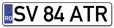 Placuta inmatriculare numar auto  SV-84-ATR, SV 84 ATR, SV84ATR