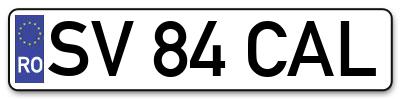 Placuta inmatriculare numar auto  SV-84-CAL, SV 84 CAL, SV84CAL