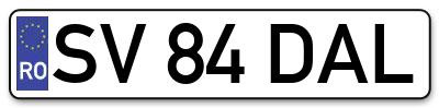 Placuta inmatriculare numar auto  SV-84-DAL, SV 84 DAL, SV84DAL