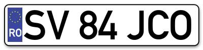 Placuta inmatriculare numar auto  SV-84-JCO, SV 84 JCO, SV84JCO