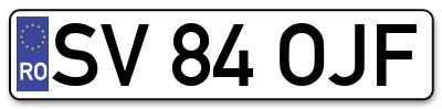Placuta inmatriculare numar auto  SV-84-OJF, SV 84 OJF, SV84OJF