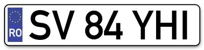 Placuta inmatriculare numar auto  SV-84-YHI, SV 84 YHI, SV84YHI
