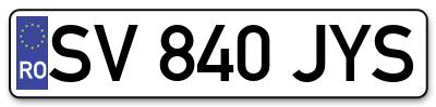 Placuta inmatriculare numar auto  SV-840-JYS, SV 840 JYS, SV840JYS