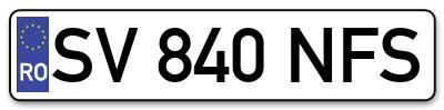 Placuta inmatriculare numar auto  SV-840-NFS, SV 840 NFS, SV840NFS