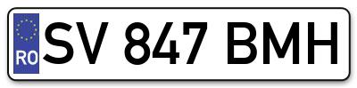 Placuta inmatriculare numar auto  SV-847-BMH, SV 847 BMH, SV847BMH