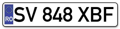 Placuta inmatriculare numar auto  SV-848-XBF, SV 848 XBF, SV848XBF