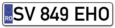 Placuta inmatriculare numar auto  SV-849-EHO, SV 849 EHO, SV849EHO