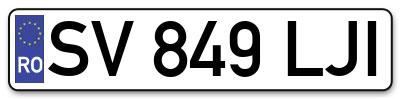 Placuta inmatriculare numar auto  SV-849-LJI, SV 849 LJI, SV849LJI