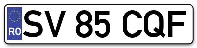 Placuta inmatriculare numar auto  SV-85-CQF, SV 85 CQF, SV85CQF