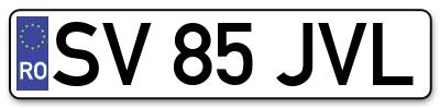 Placuta inmatriculare numar auto  SV-85-JVL, SV 85 JVL, SV85JVL