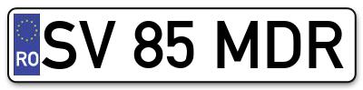 Placuta inmatriculare numar auto  SV-85-MDR, SV 85 MDR, SV85MDR