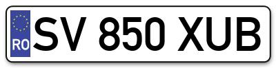 Placuta inmatriculare numar auto  SV-850-XUB, SV 850 XUB, SV850XUB