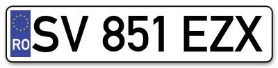 Placuta inmatriculare numar auto  SV-851-EZX, SV 851 EZX, SV851EZX