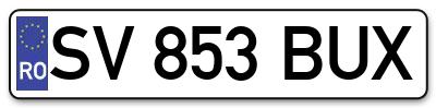Placuta inmatriculare numar auto  SV-853-BUX, SV 853 BUX, SV853BUX