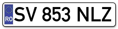 Placuta inmatriculare numar auto  SV-853-NLZ, SV 853 NLZ, SV853NLZ