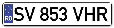 Placuta inmatriculare numar auto  SV-853-VHR, SV 853 VHR, SV853VHR