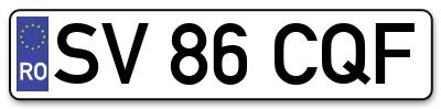 Placuta inmatriculare numar auto  SV-86-CQF, SV 86 CQF, SV86CQF