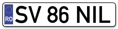 Placuta inmatriculare numar auto  SV-86-NIL, SV 86 NIL, SV86NIL