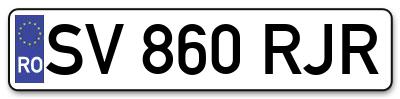 Placuta inmatriculare numar auto  SV-860-RJR, SV 860 RJR, SV860RJR