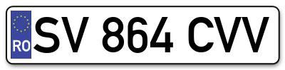 Placuta inmatriculare numar auto  SV-864-CVV, SV 864 CVV, SV864CVV