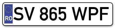 Placuta inmatriculare numar auto  SV-865-WPF, SV 865 WPF, SV865WPF