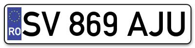 Placuta inmatriculare numar auto  SV-869-AJU, SV 869 AJU, SV869AJU