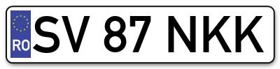 Placuta inmatriculare numar auto  SV-87-NKK, SV 87 NKK, SV87NKK