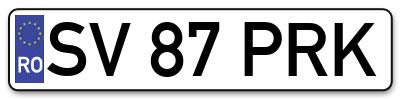 Placuta inmatriculare numar auto  SV-87-PRK, SV 87 PRK, SV87PRK
