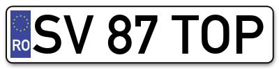 Placuta inmatriculare numar auto  SV-87-TOP, SV 87 TOP, SV87TOP