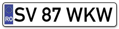 Placuta inmatriculare numar auto  SV-87-WKW, SV 87 WKW, SV87WKW