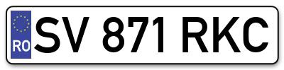 Placuta inmatriculare numar auto  SV-871-RKC, SV 871 RKC, SV871RKC