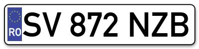 Placuta inmatriculare numar auto  SV-872-NZB, SV 872 NZB, SV872NZB