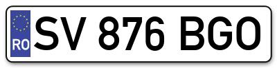 Placuta inmatriculare numar auto  SV-876-BGO, SV 876 BGO, SV876BGO