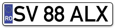 Placuta inmatriculare numar auto  SV-88-ALX, SV 88 ALX, SV88ALX