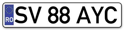 Placuta inmatriculare numar auto  SV-88-AYC, SV 88 AYC, SV88AYC