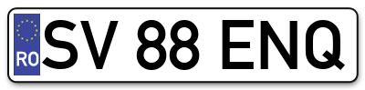 Placuta inmatriculare numar auto  SV-88-ENQ, SV 88 ENQ, SV88ENQ