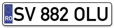 Placuta inmatriculare numar auto  SV-882-OLU, SV 882 OLU, SV882OLU