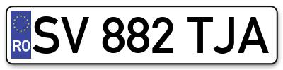 Placuta inmatriculare numar auto  SV-882-TJA, SV 882 TJA, SV882TJA